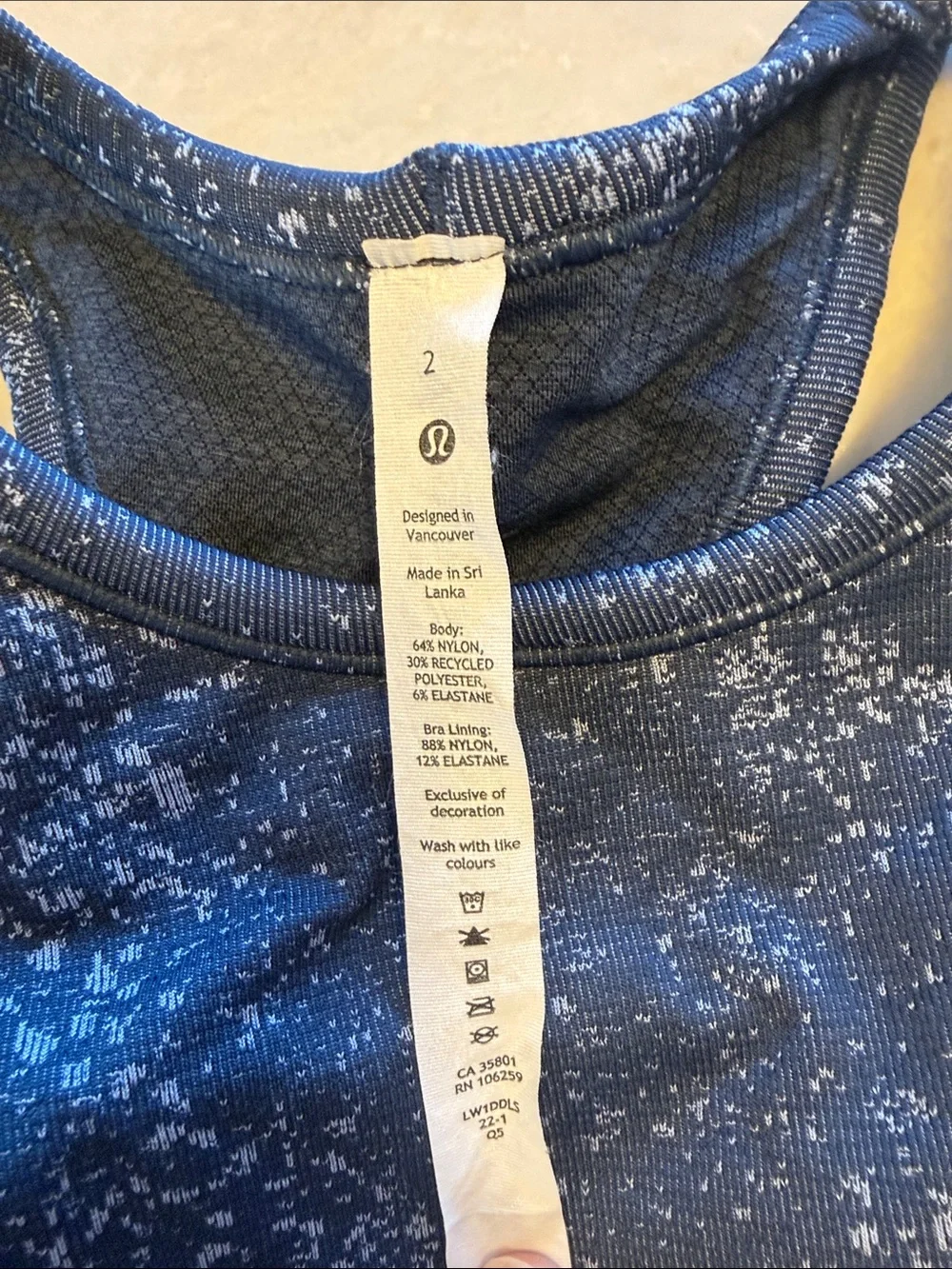 lululemon athletica Navy Speckled Racerback Tank